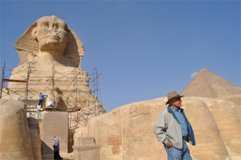 Dr. Hawass at the Sphinx restoration