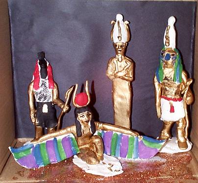Seth, Isis, Osiris and Horus - Sculpted by Whitney Bayuk